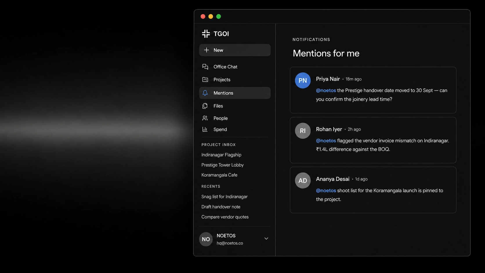Mentions addressed to you, gathered in one list
